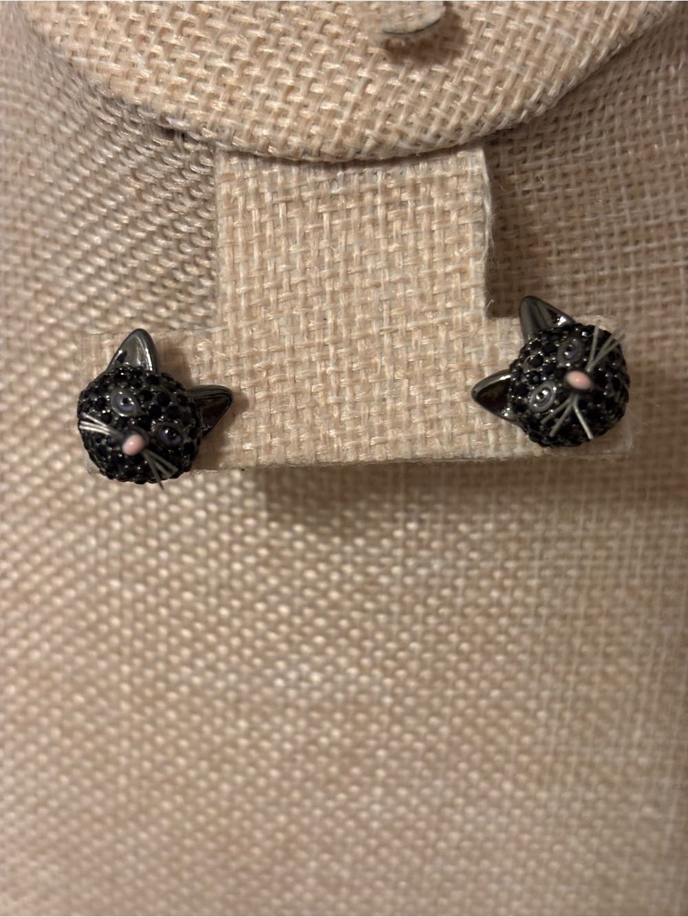 kate spade Black Cat Stud Earrings with Pink Nose Accents